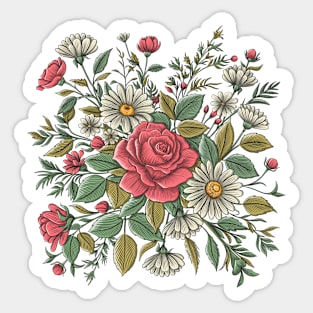 Roses and Daisies Flowers Sticker